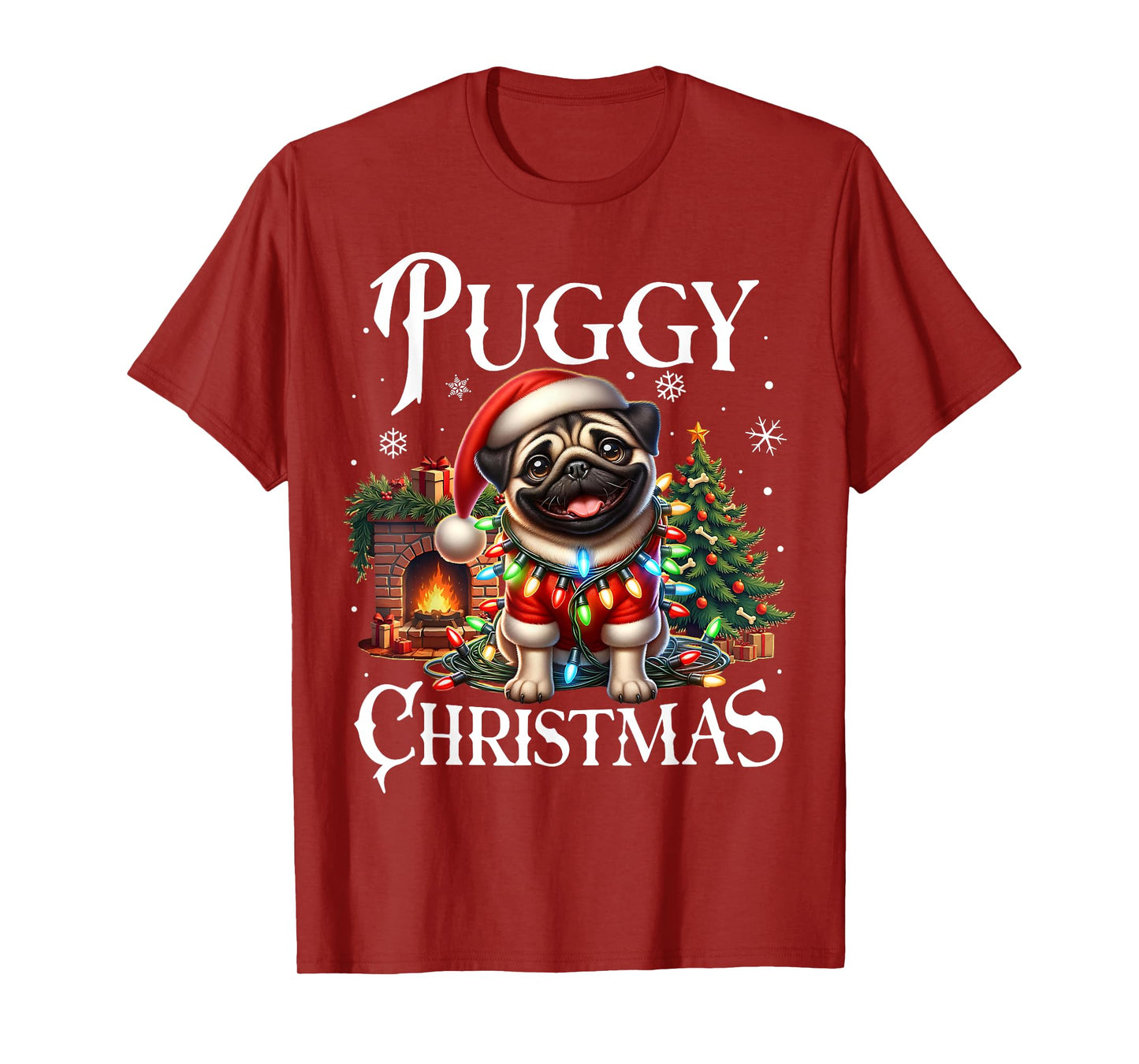 Puggy Christmas Pug Xmas Pug Santa Claus Pug T-Shirt