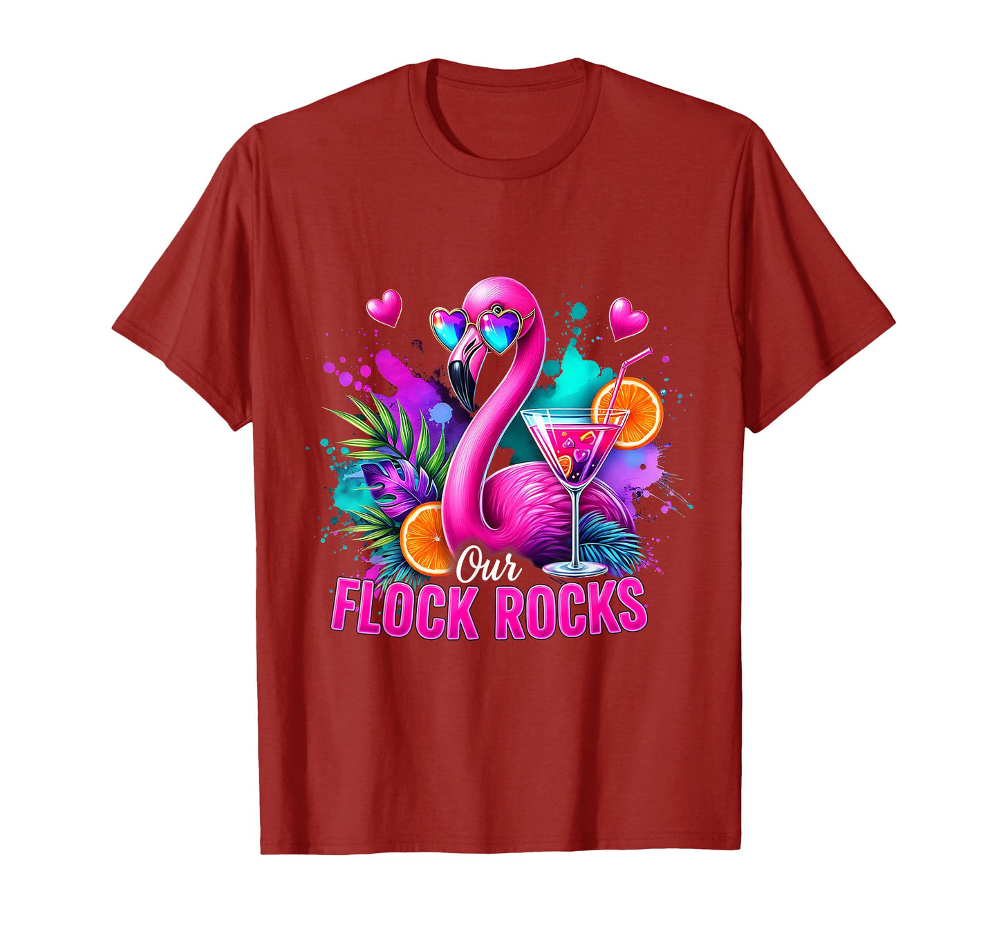 Our Flock Rocks Flamingo Summer Vacation Family Matching T-Shirt