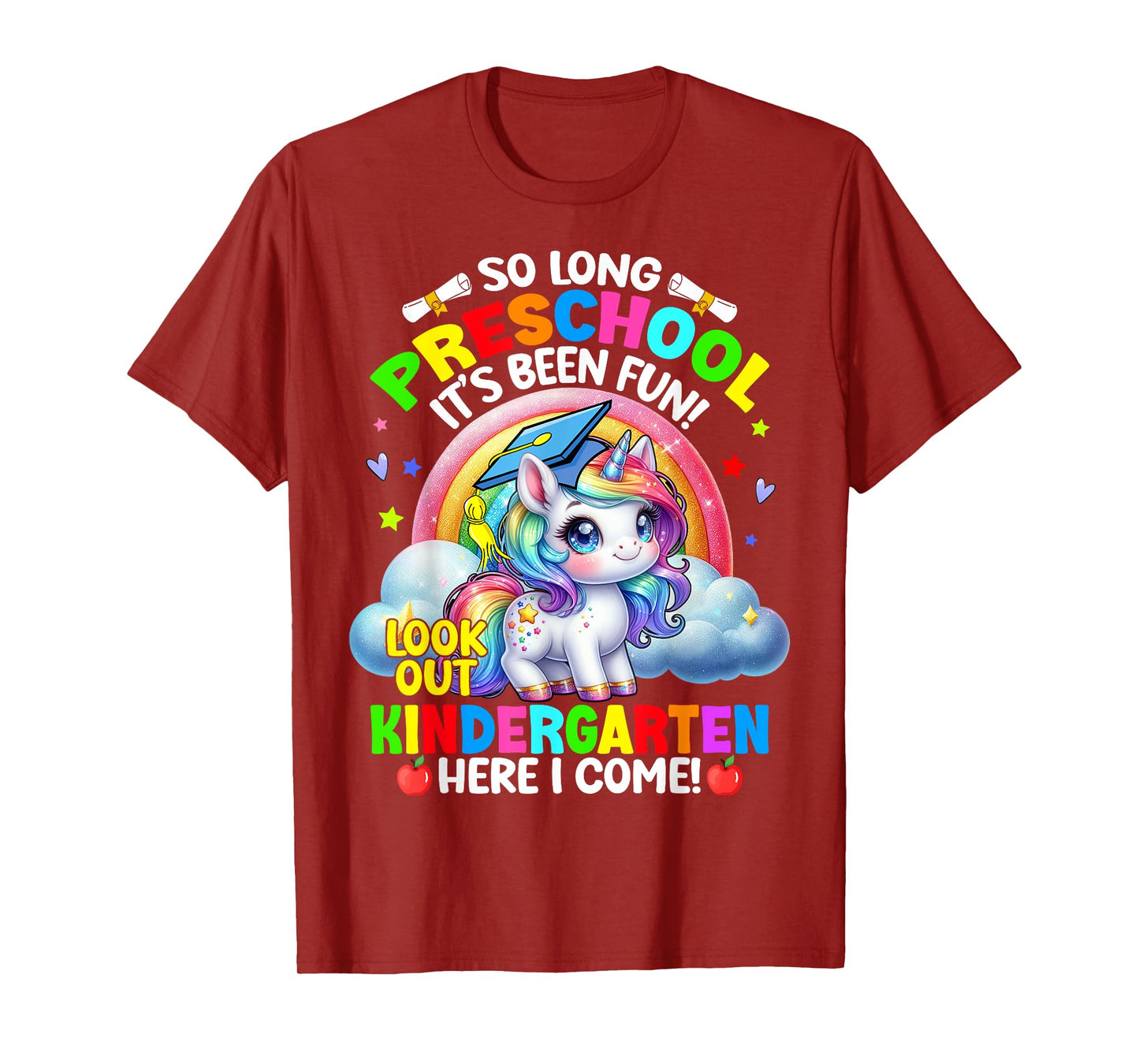 Preschool Graduation 2025 Unicorn Girl 1st Grade Here I Come T-Shirt