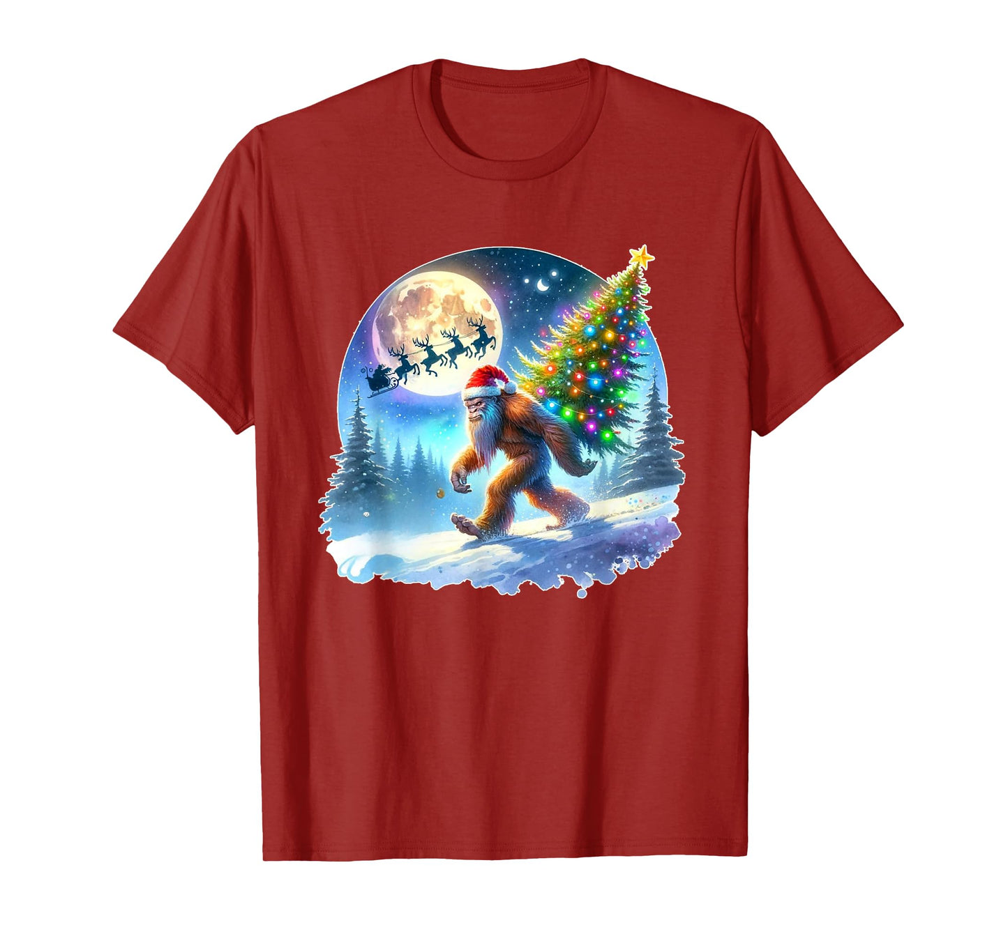 Bigfoot Christmas Santa Holiday Sasquatch Xmas T-Shirt