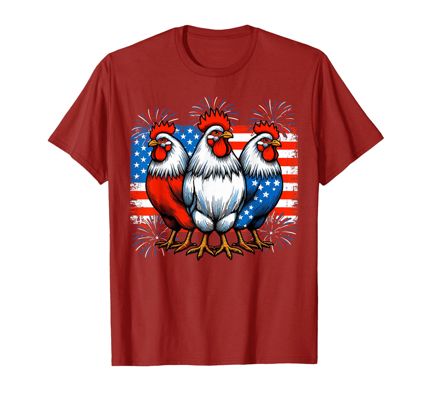 Funny 4th Of July Chickens Lover USA Flag Patriotic Chicken T-Shirt