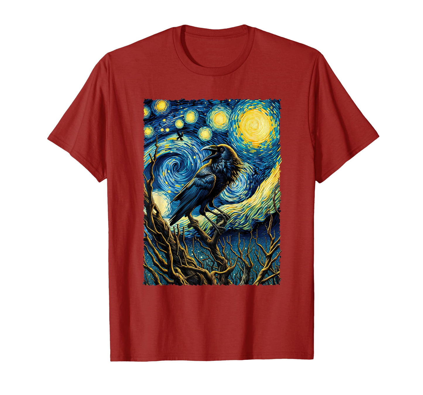 Crow Starry Night Funny Mystical Crow T-Shirt