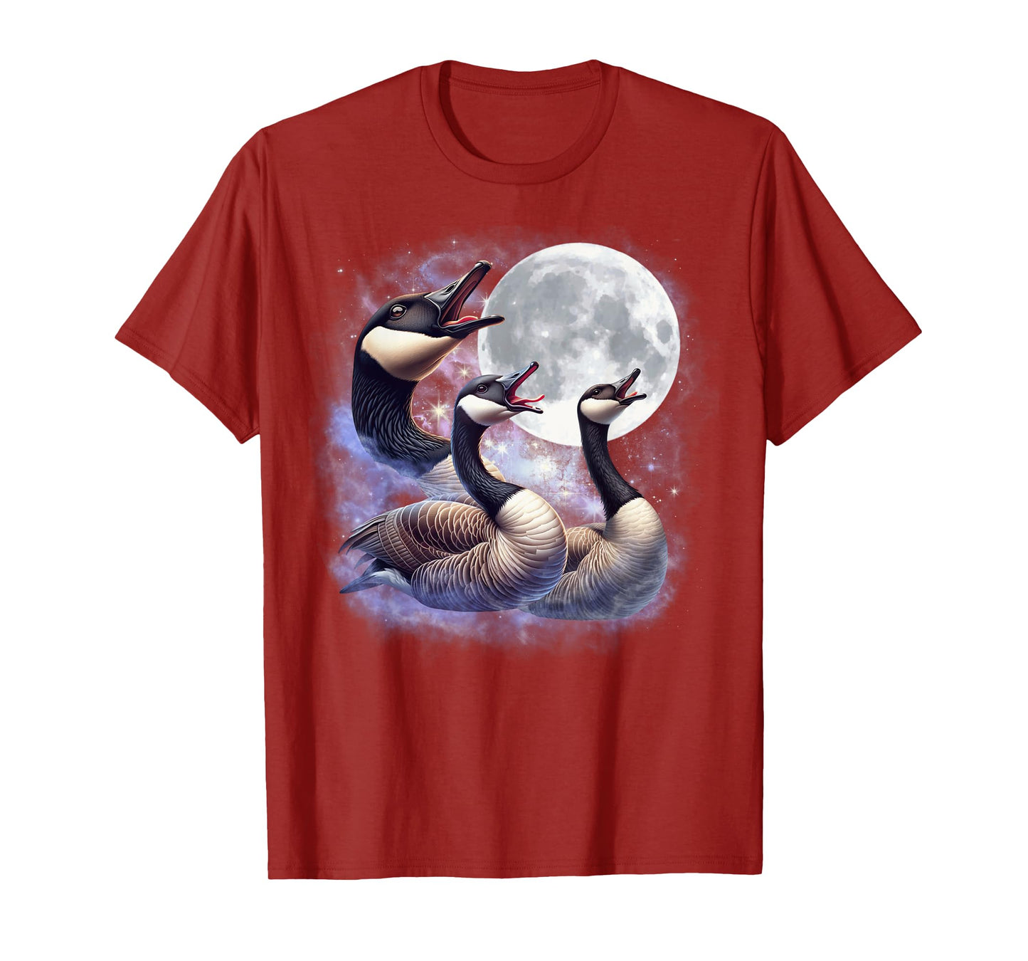 Three Geese Moon Funny Goose Howling Wolfs Moon Parody T-Shirt