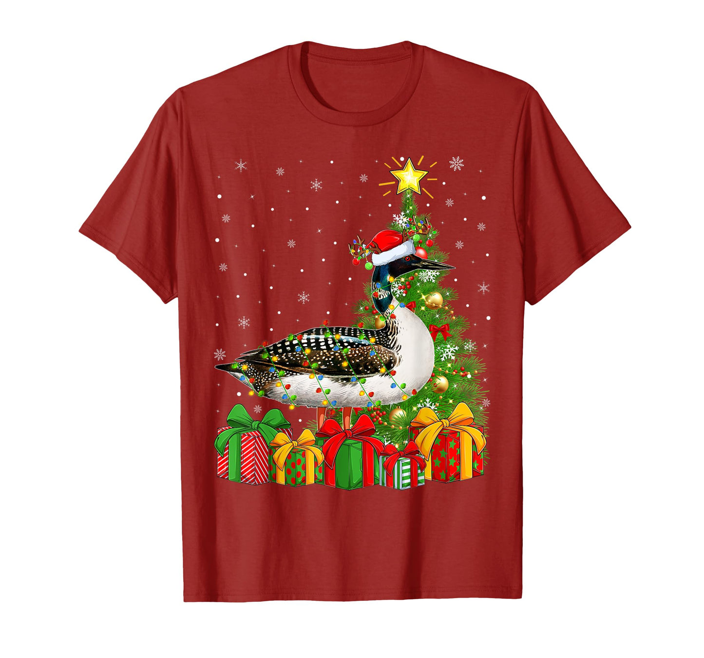 Loon Lighting Xmas Tree Santa Hat Loon Christmas T-Shirt