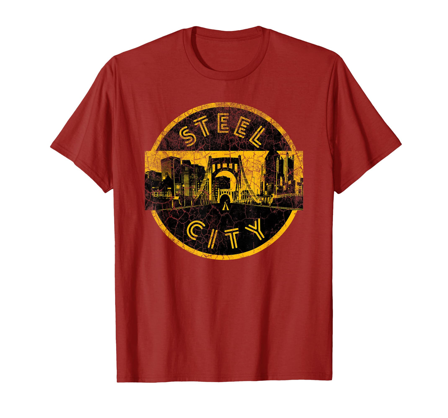 Pittsburgh Steel City Retro Skyline Bridge Vintage T-Shirt