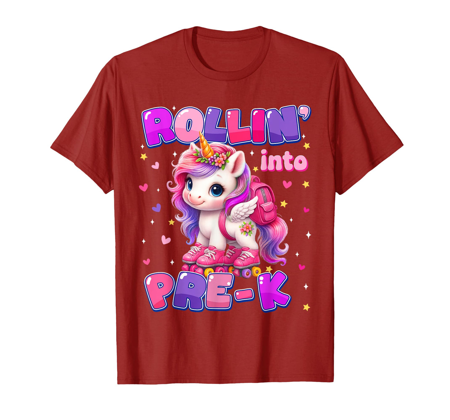 Rolling Into pre-k Unicorn First Day Of School Girls T-Shirt