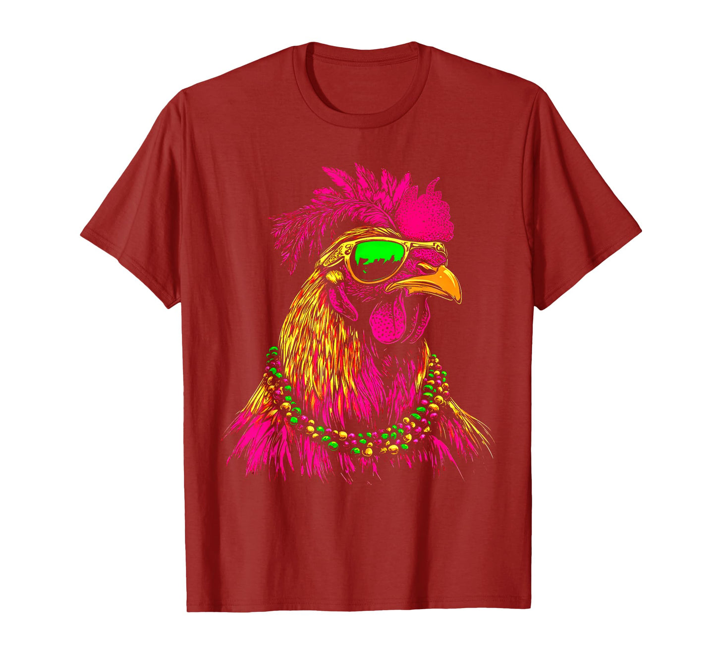 Mardi Gras Chicken Sunglasses Beads Farmer New Orleans Party T-Shirt