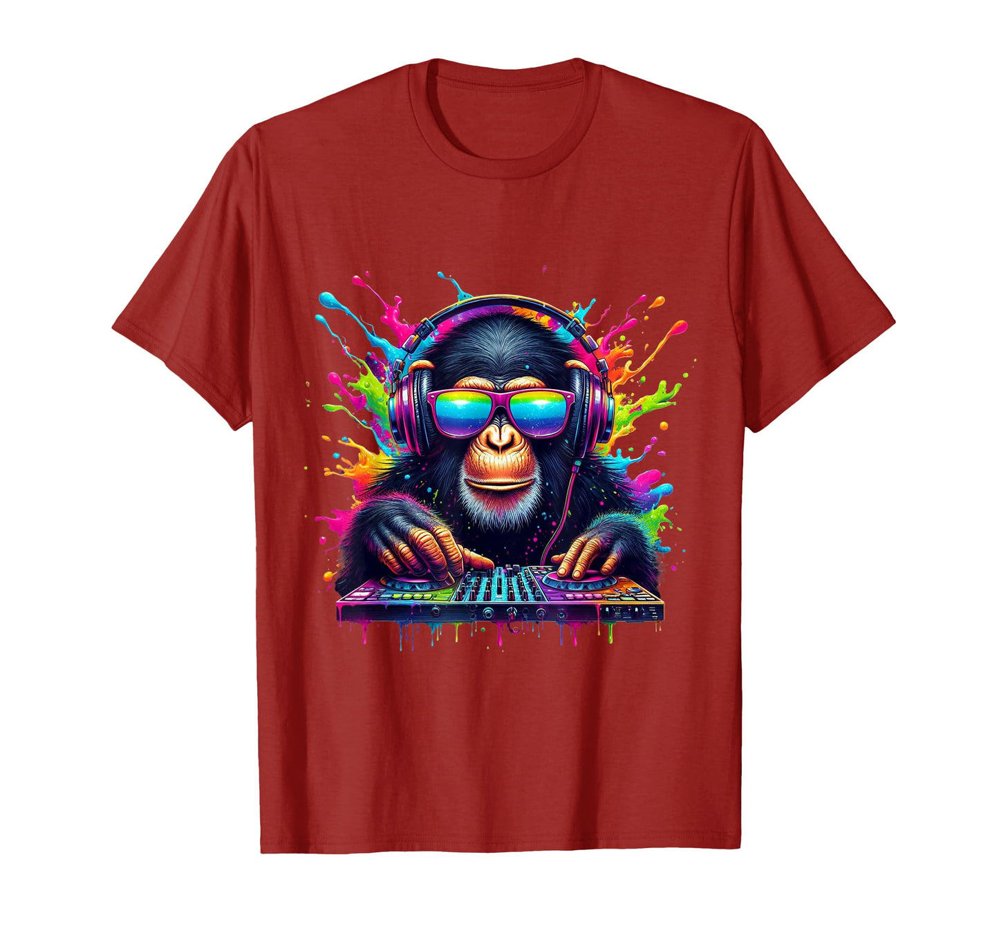 Neon DJ Monkey Rave EDM Festival Party Monkey T-Shirt