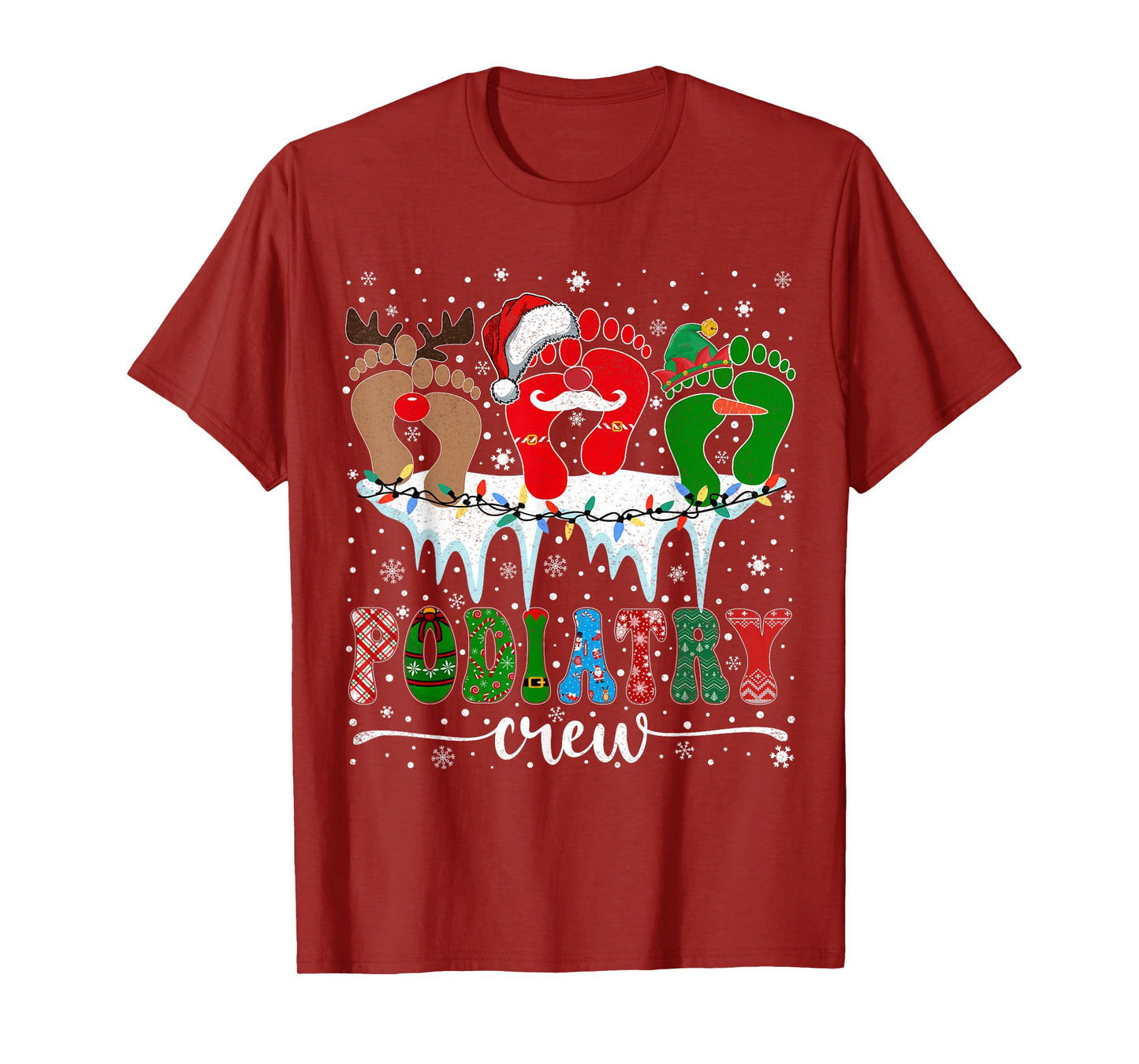 Christmas Footprint Doctor Podiatrist Podiatry Crew Xmas T-Shirt
