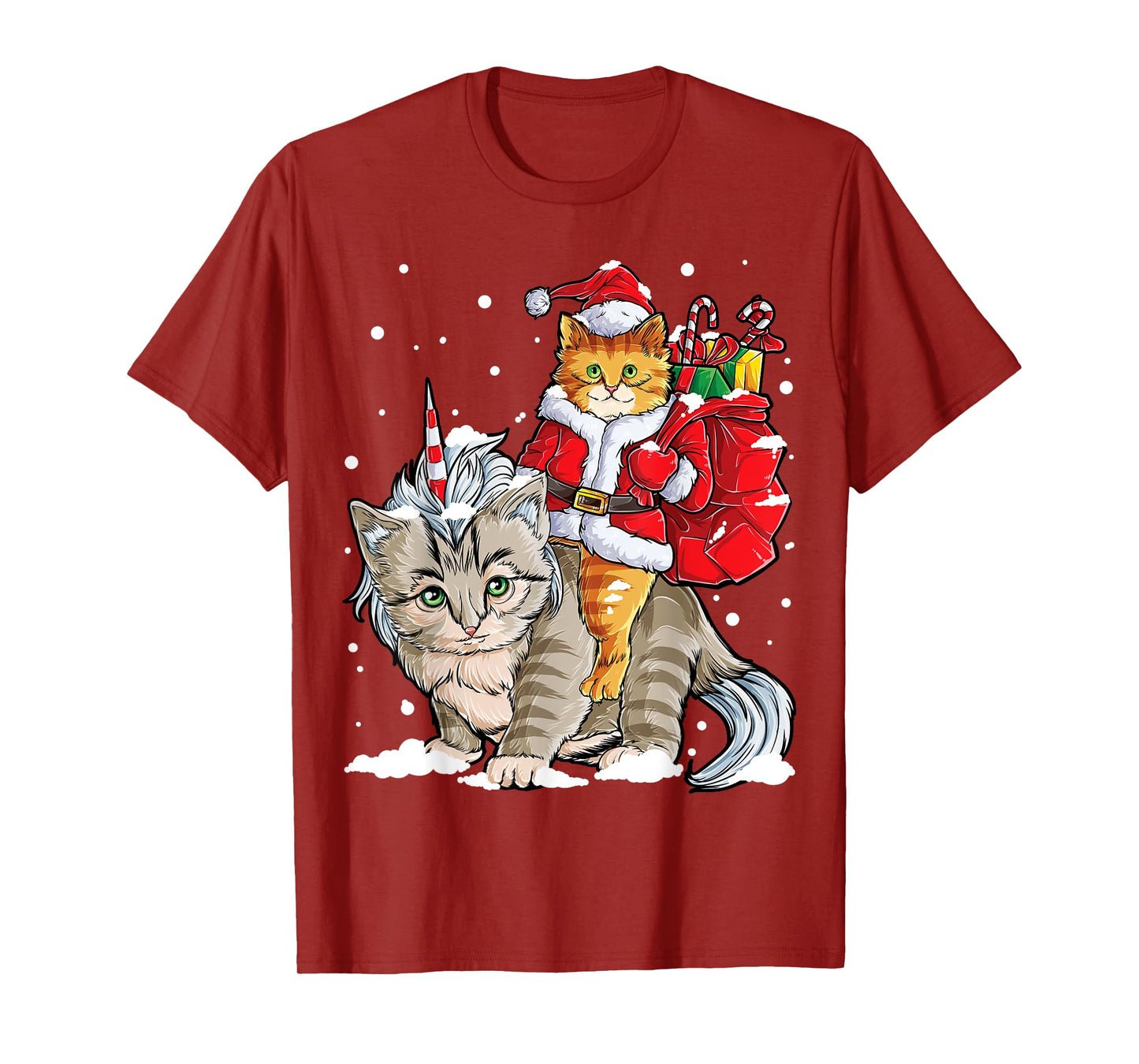 Cat Christmas Santa Caticorn Unicorn Meowy Catmas Xmas Girls T-Shirt