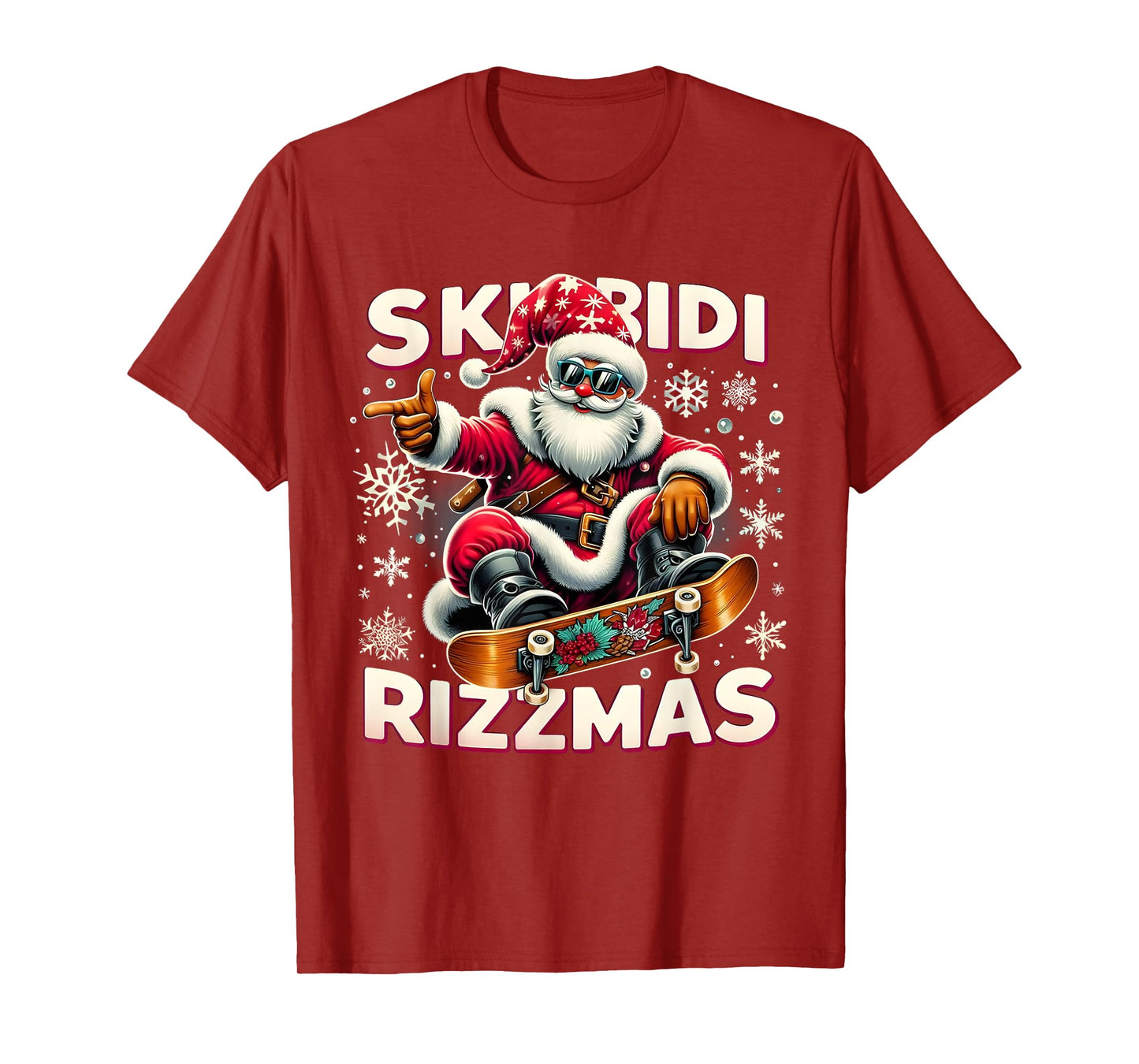Skibidi Rizzmas Skater Santa Xmas Skibidi Rizzmas Holiday T-Shirt