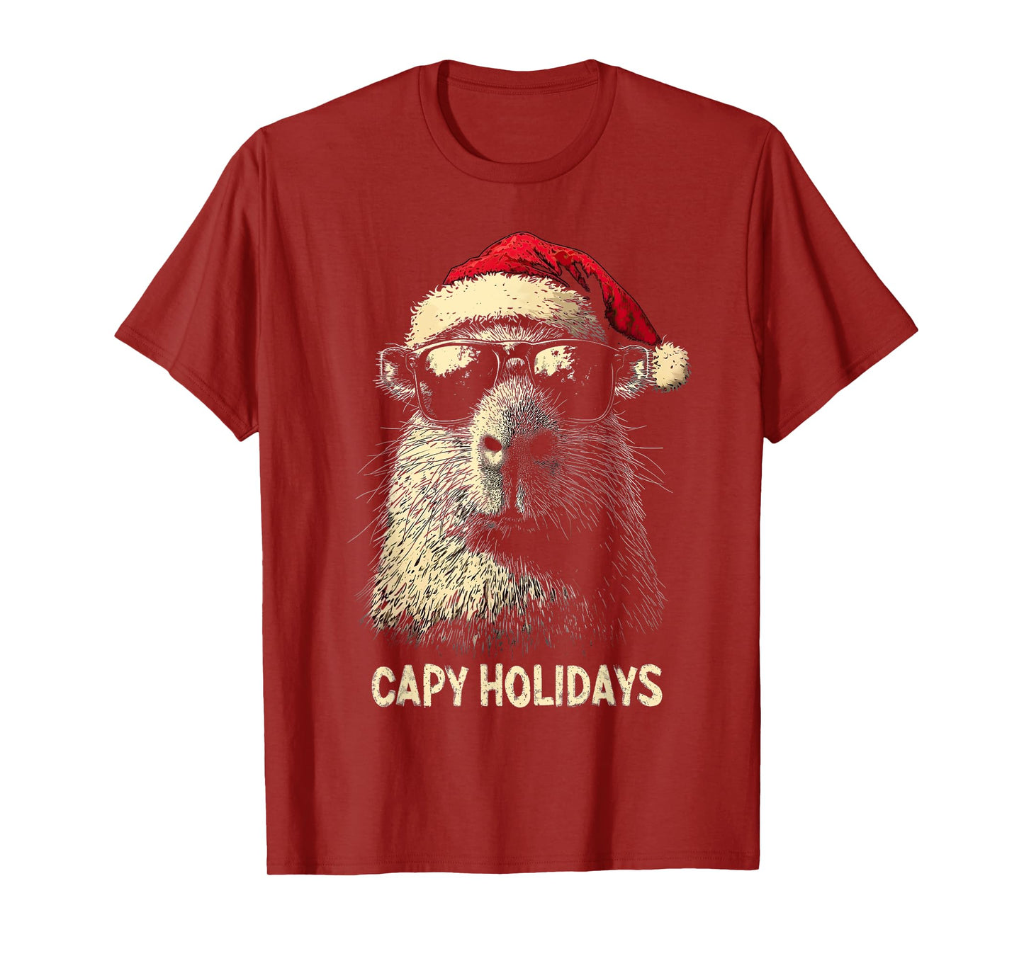 Funny Christmas Capy Holidays Kids Teens Boys Xmas Capybara T-Shirt