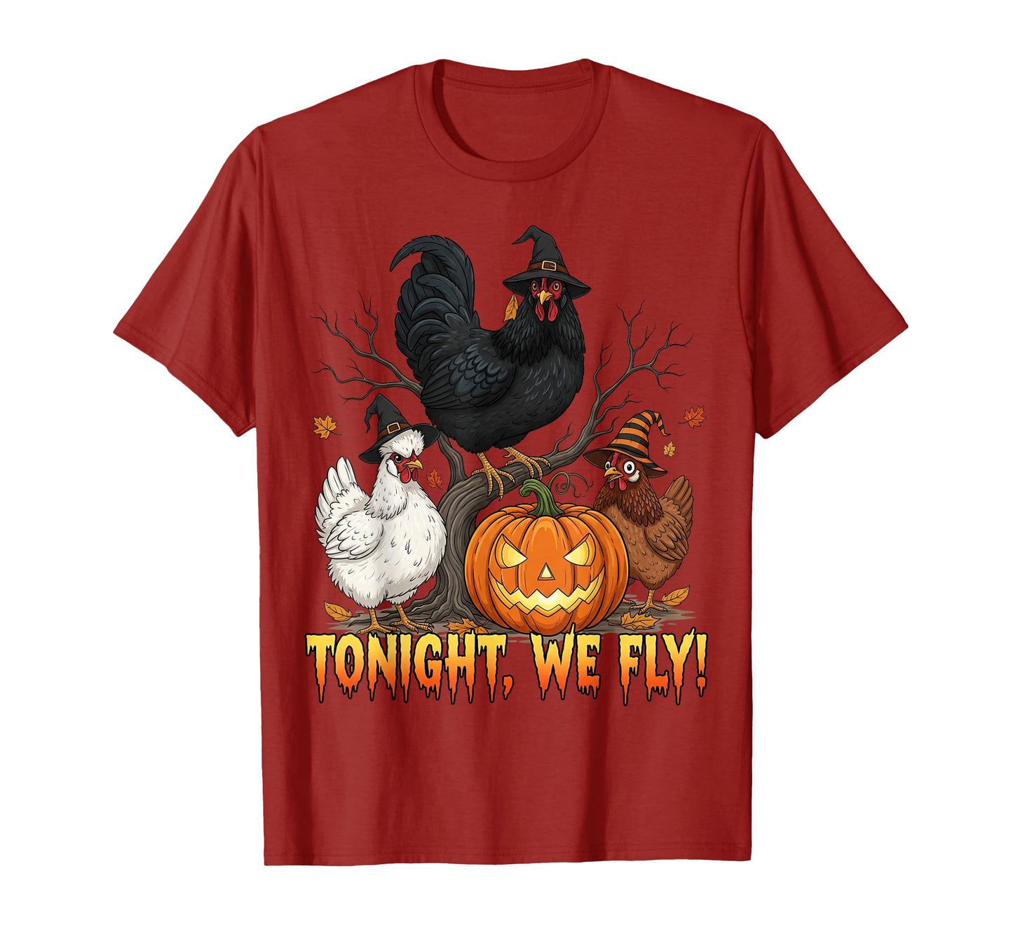 Tonight We Fly Chicken Witch Funny Poultry Halloween Vibes T-Shirt