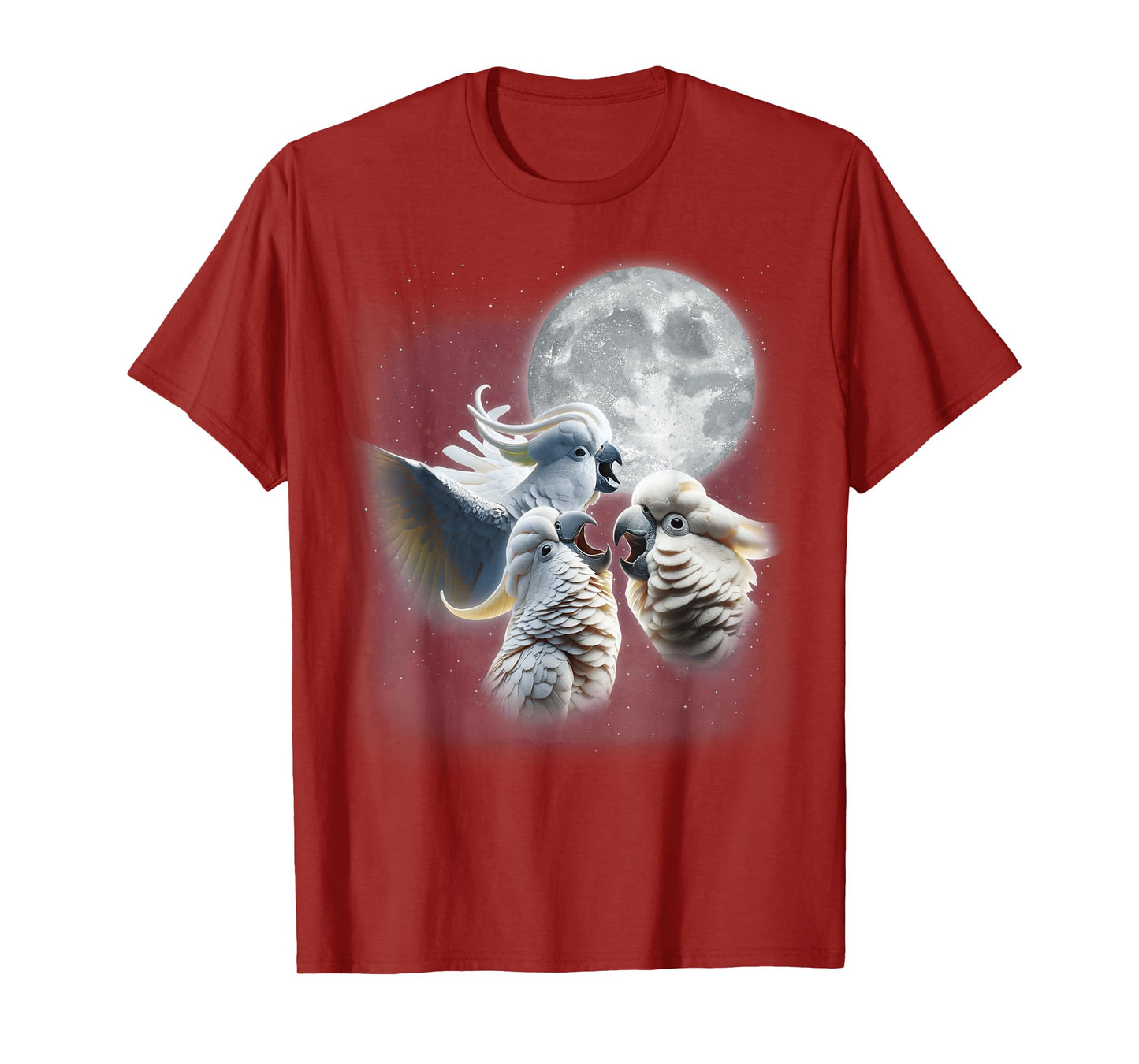3 Parrots Howling At The Moon Funny Cockatoo Bird Lover Kids T-Shirt