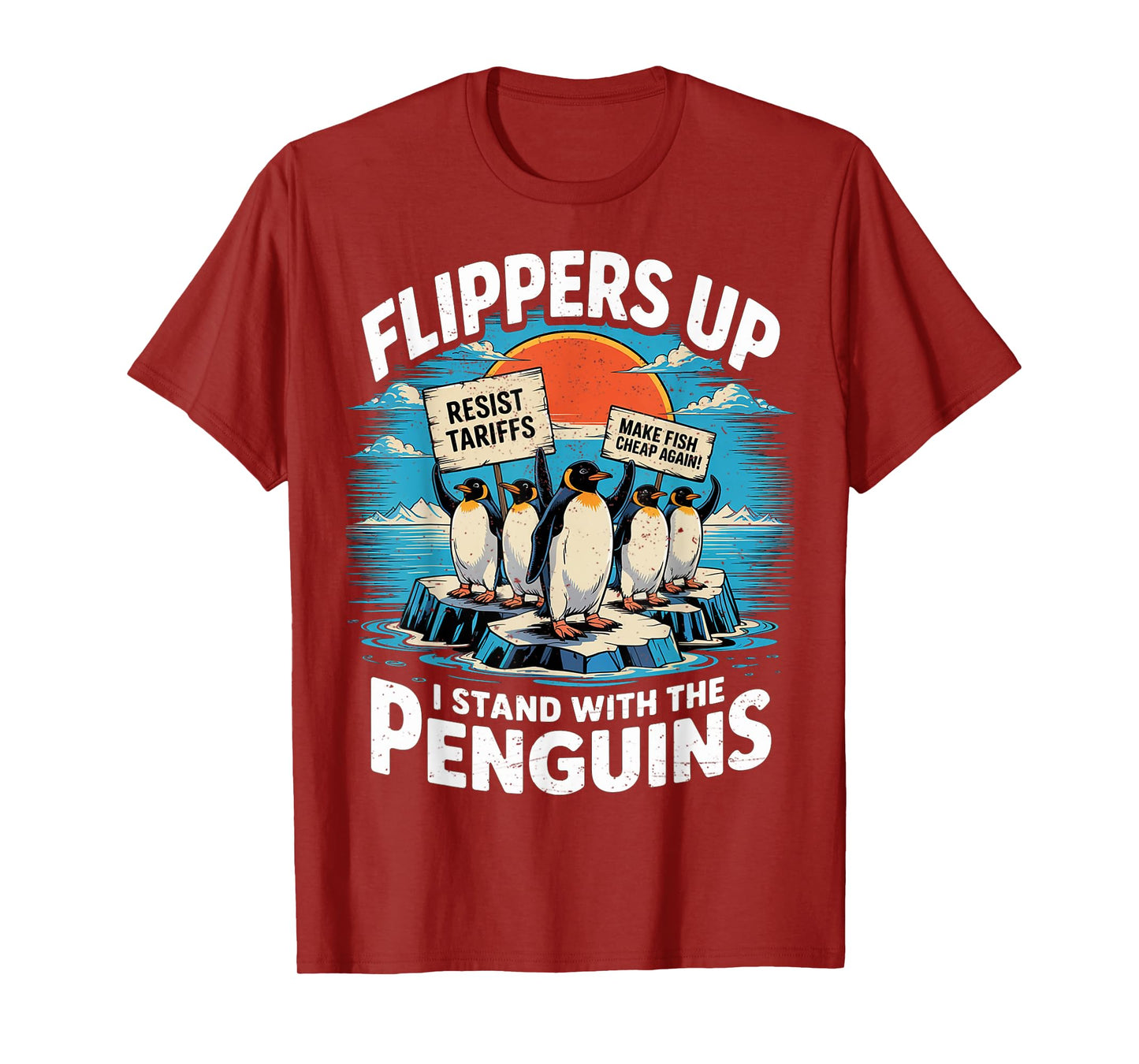 Funny Resist Penguins Protest Against Tariffs T-Shirt