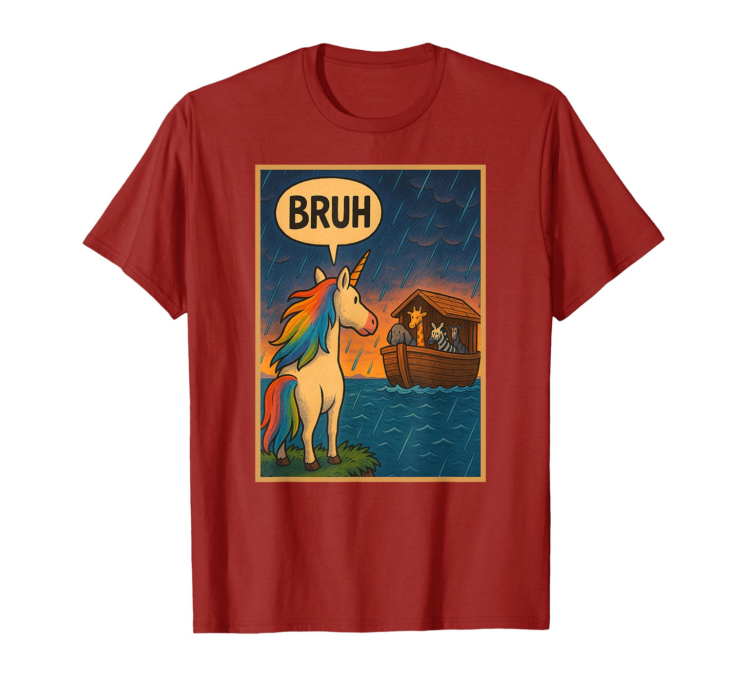Funny Unicorn Bruh Noah's Arc Meme Humor Boys Girls T-Shirt
