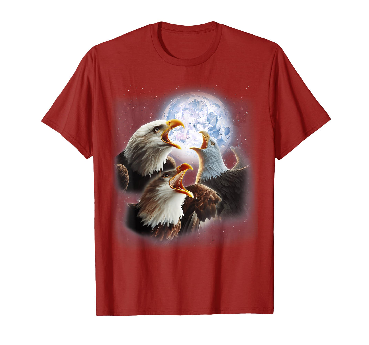 3 Eagles Howling At The Moon Funny Eagle Bird Lover Birder T-Shirt