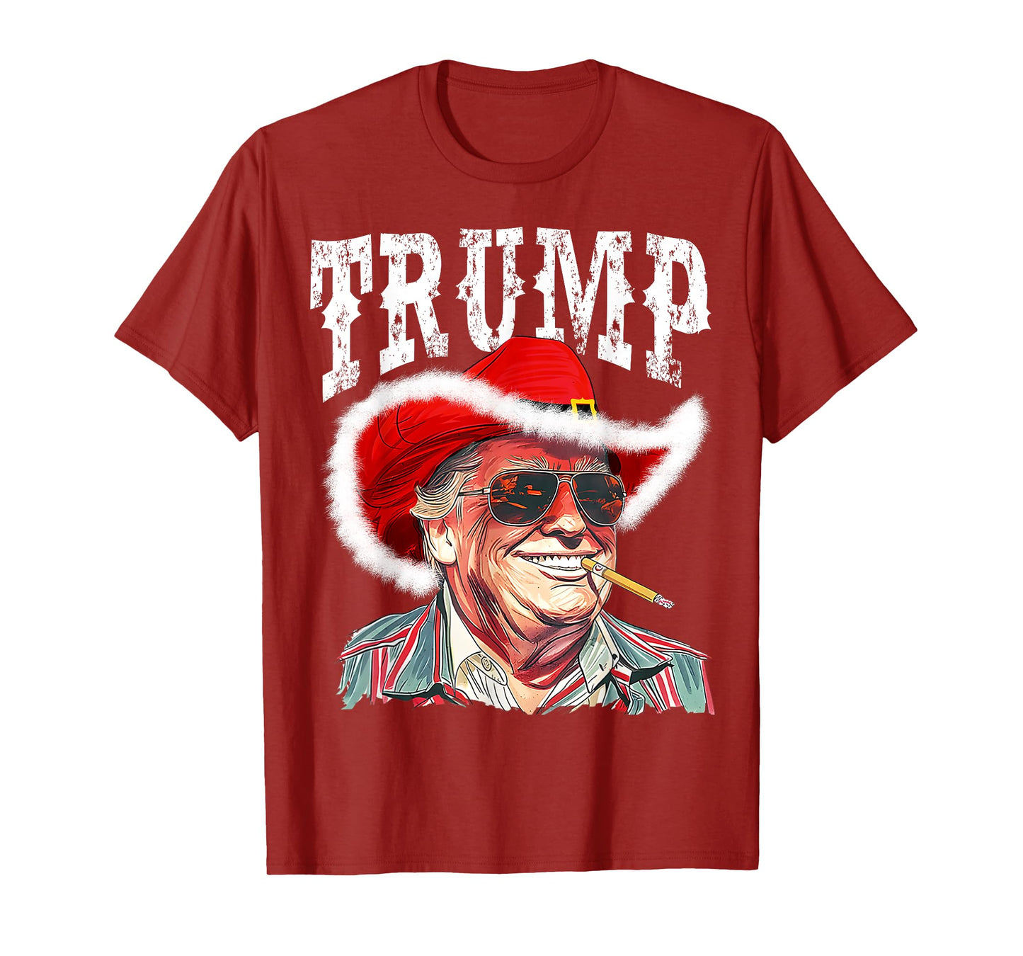 Trump Santa Cowboy Hat Christmas Texas Western Howdy Xmas T-Shirt