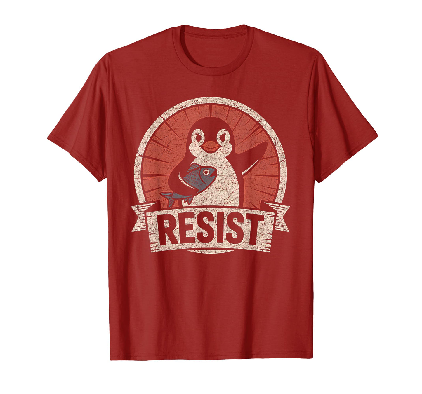 Resist Penguin Activism Vintage Graphic Design T-Shirt