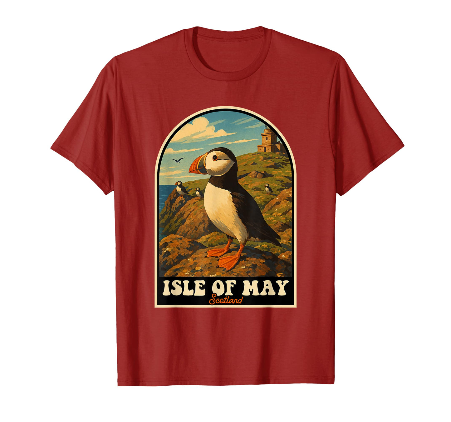 Isle of May Scotland Puffin Coastal Wildlife Art T-Shirt
