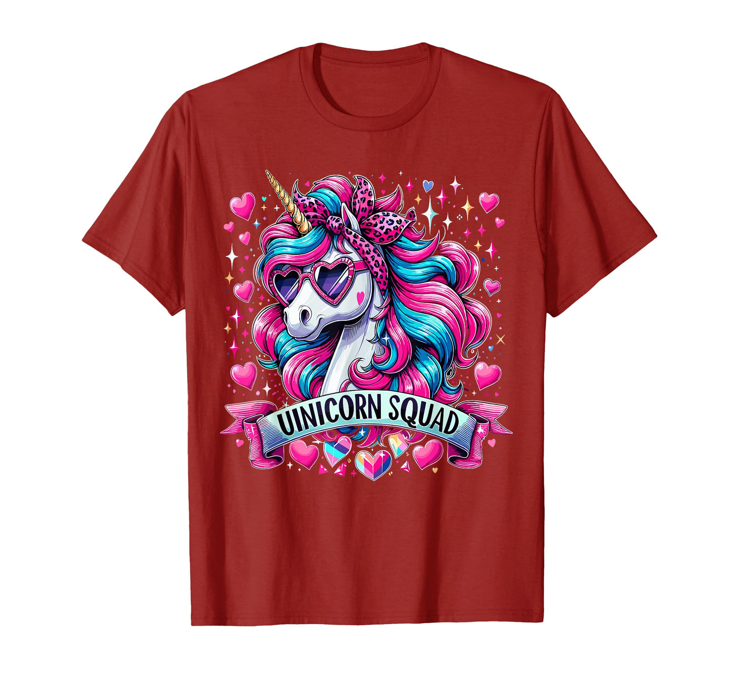 Unicorn Squad Unicorn with leopard Bandana T-Shirt