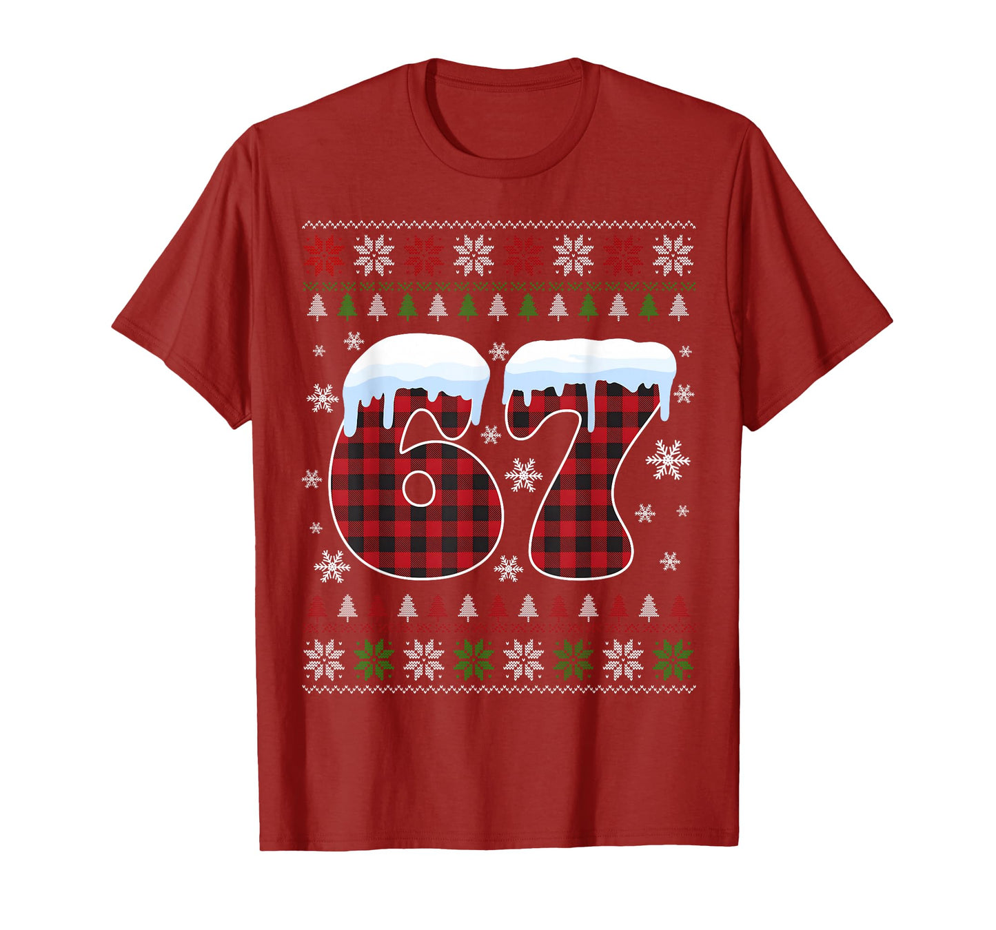 Funny 67 Six Seven Meme Brainrot Cringe Christmas Pajamas T-Shirt