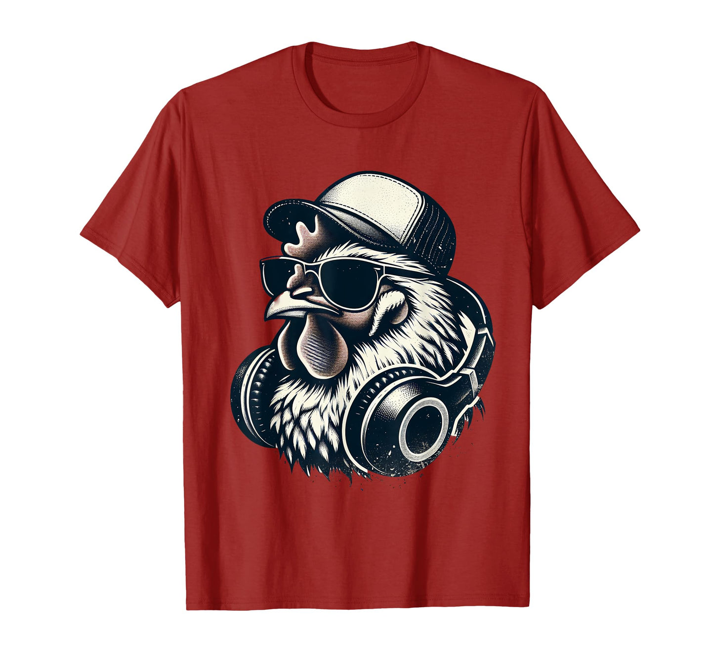 Music Chicken with Headphones Cool Rooster T-Shirt