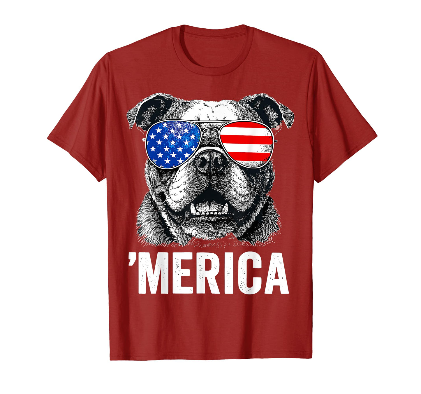 English Bulldog 4th of July Merica Men Women USA Flag T-Shirt