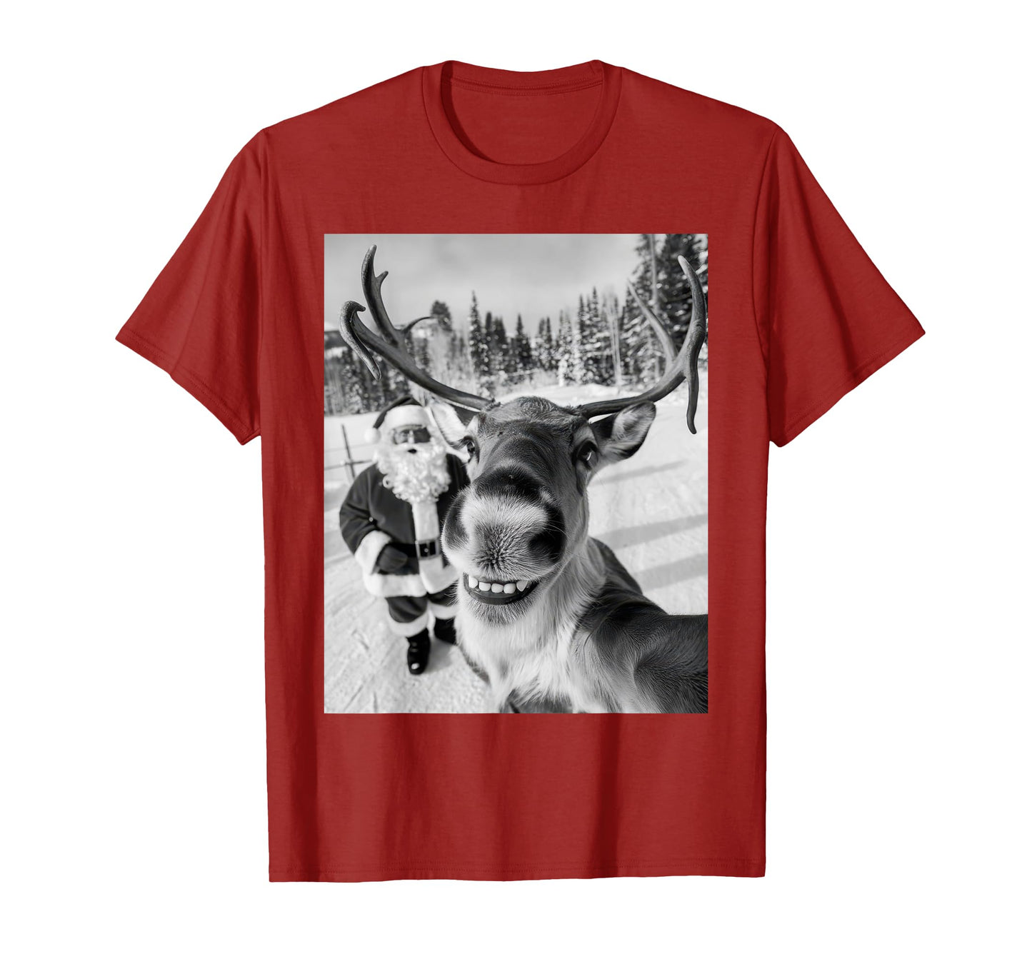 Reindeer Selfie Christmas Party Selfie Funny Reindeer Xmas T-Shirt