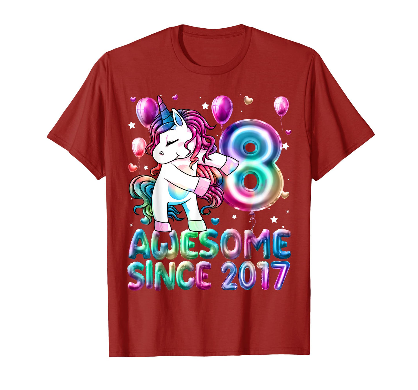 Flossing Unicorn 8 Year Old 8th Birthday Girl Unicorn Party T-Shirt