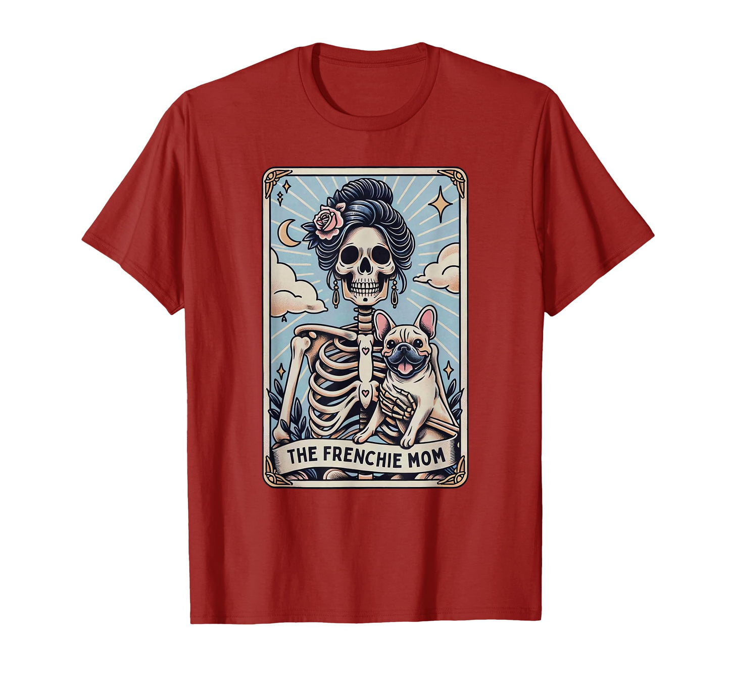 Retro Funny The Frenchie Mom Tarot Card Skeleton Halloween T-Shirt