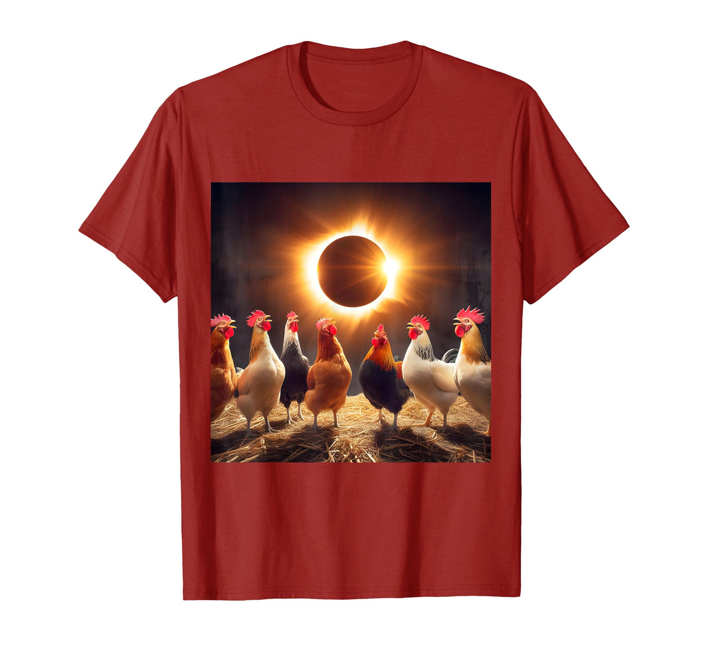 Chicken And The Total Solar Sun Eclipse 8.04.24 2024 Chicken T-Shirt