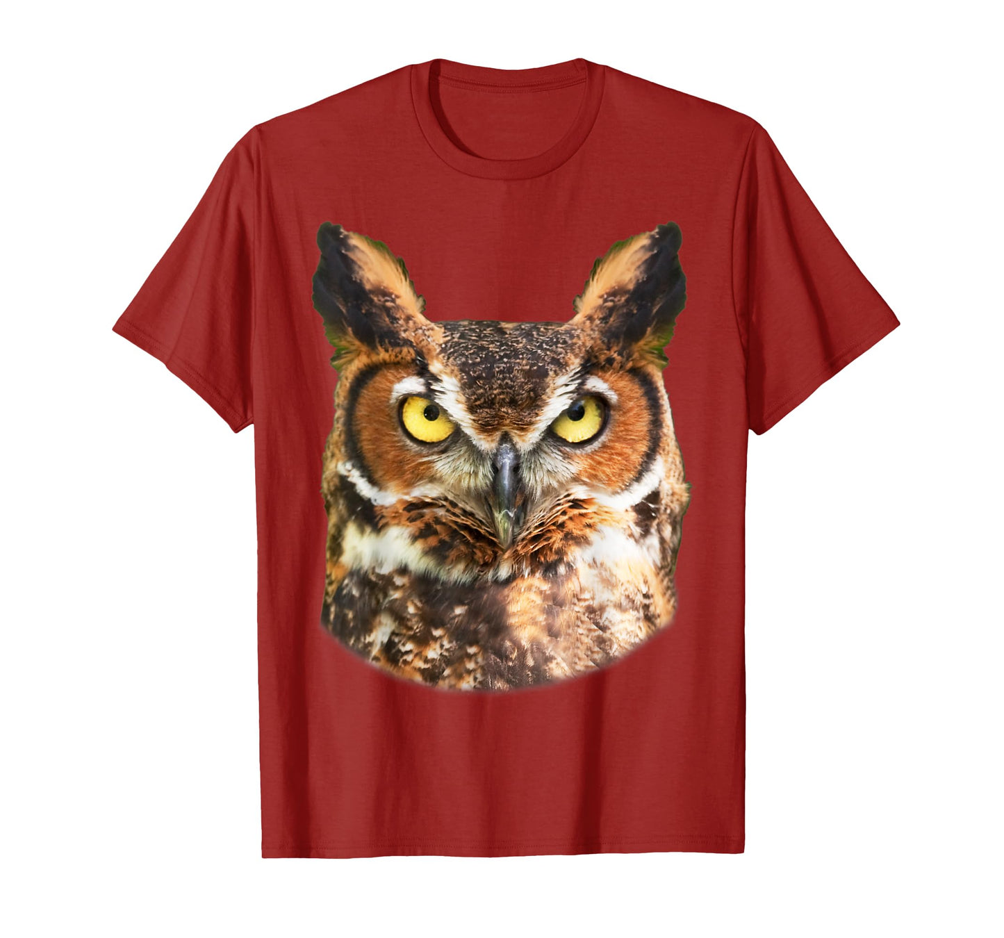 Great Horned Owl Head T-shirt Owl Lover Tee