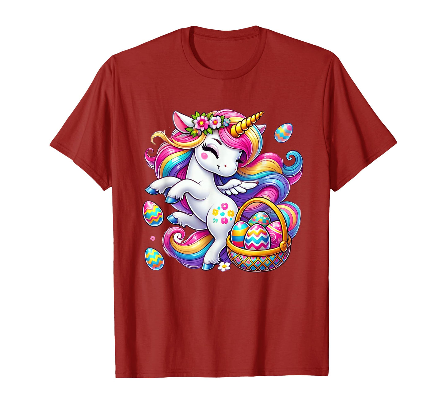 Easter Unicorn Shirt With Eggs Happy Easter Girls Kids Cute T-Shirt