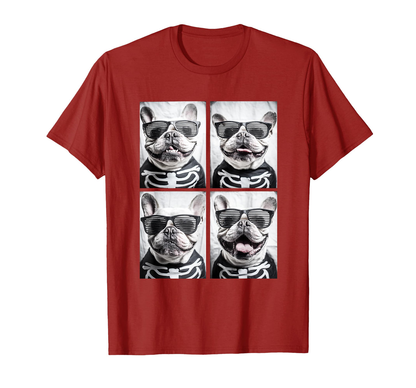 French Bulldogs with Sunglasses Halloween Skeleton Costume T-Shirt