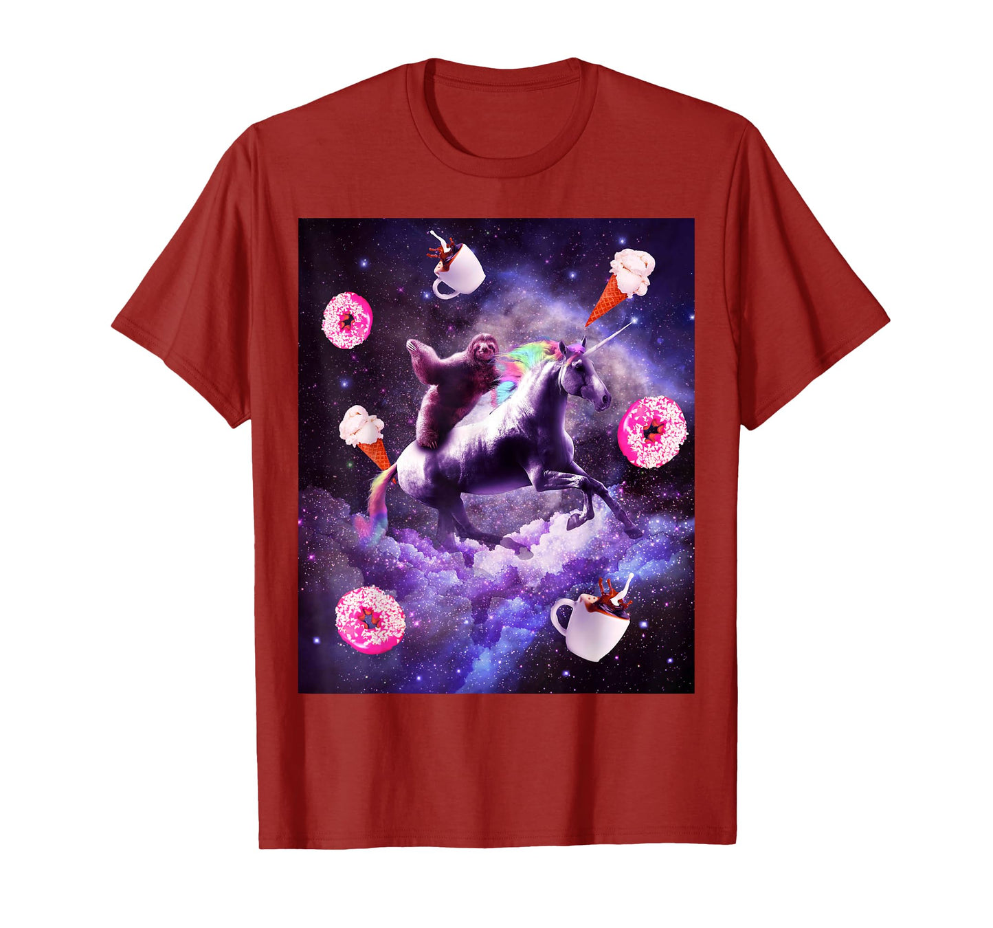 Outer Space Sloth Riding Unicorn - Donut T-Shirt