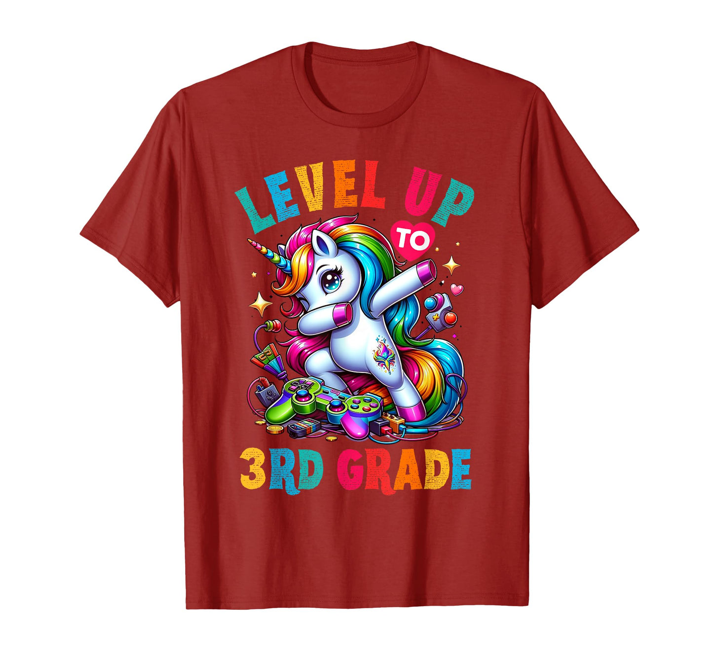 Unicorn video games back to School 3rd grade Girls Level up T-Shirt
