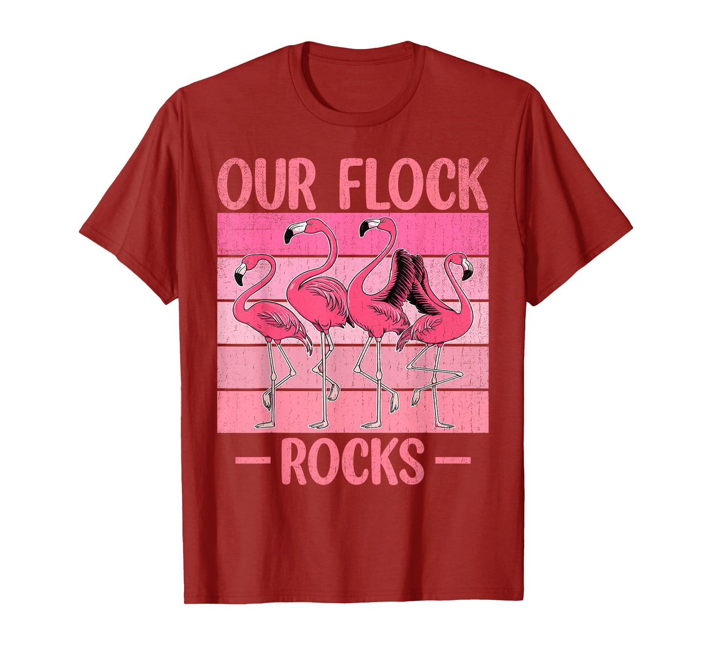 Our Flock Rocks Flamingos Lover Family Vacation Group T-Shirt