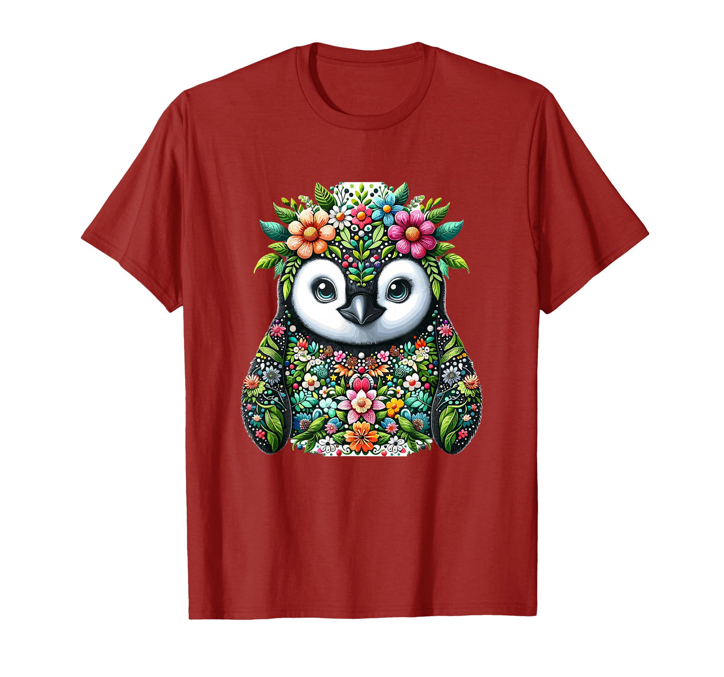 Cute Floral Aesthetic Penguin Lover Penguin T-Shirt
