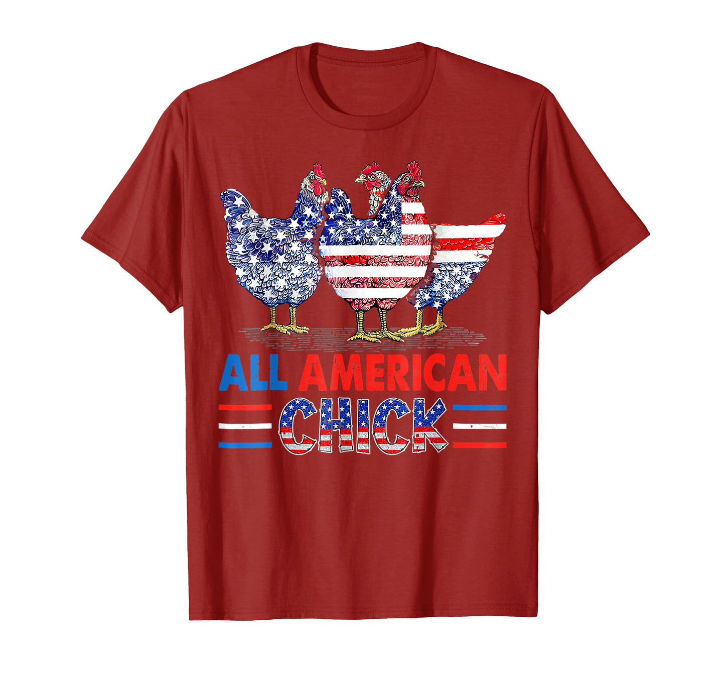 All American Chicken, Chick Patriotic USA Flag 4Th Of July T-Shirt for Women Men
