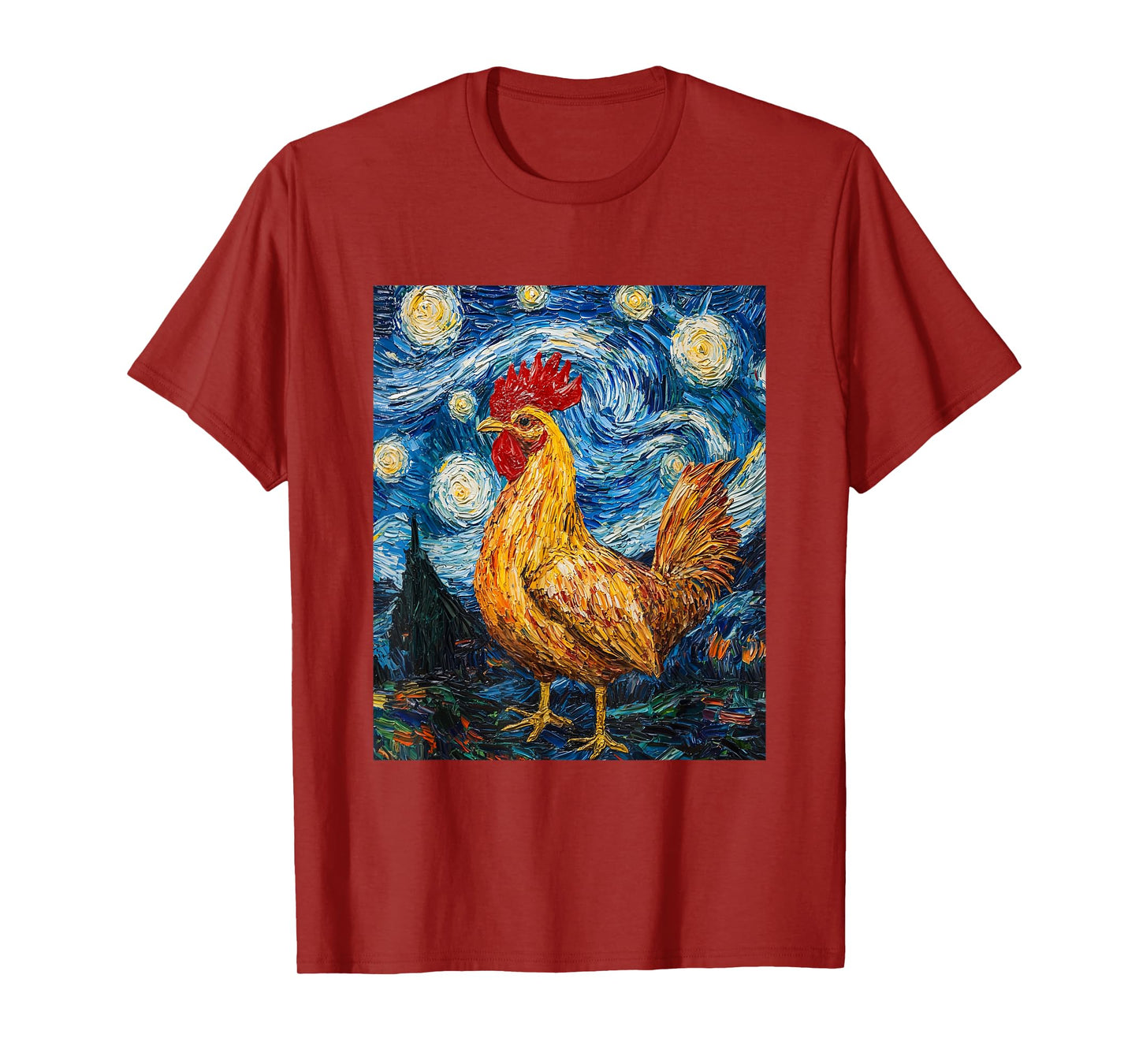 Funny Chicken - Van Gogh Style - Starry Night Graphic T-Shirt