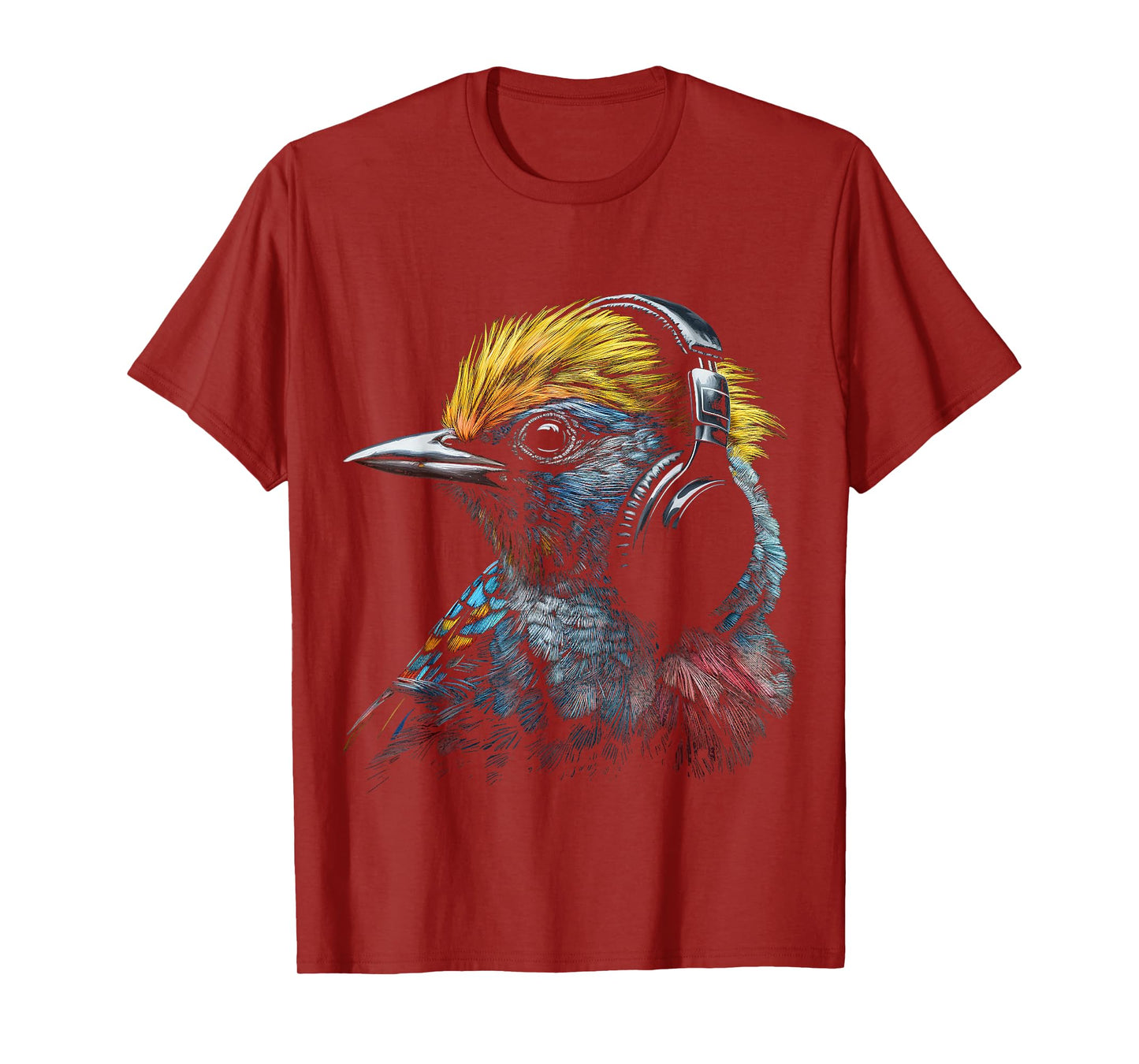 Bird Headphones Artwork | Music Animal Motif Bird T-Shirt