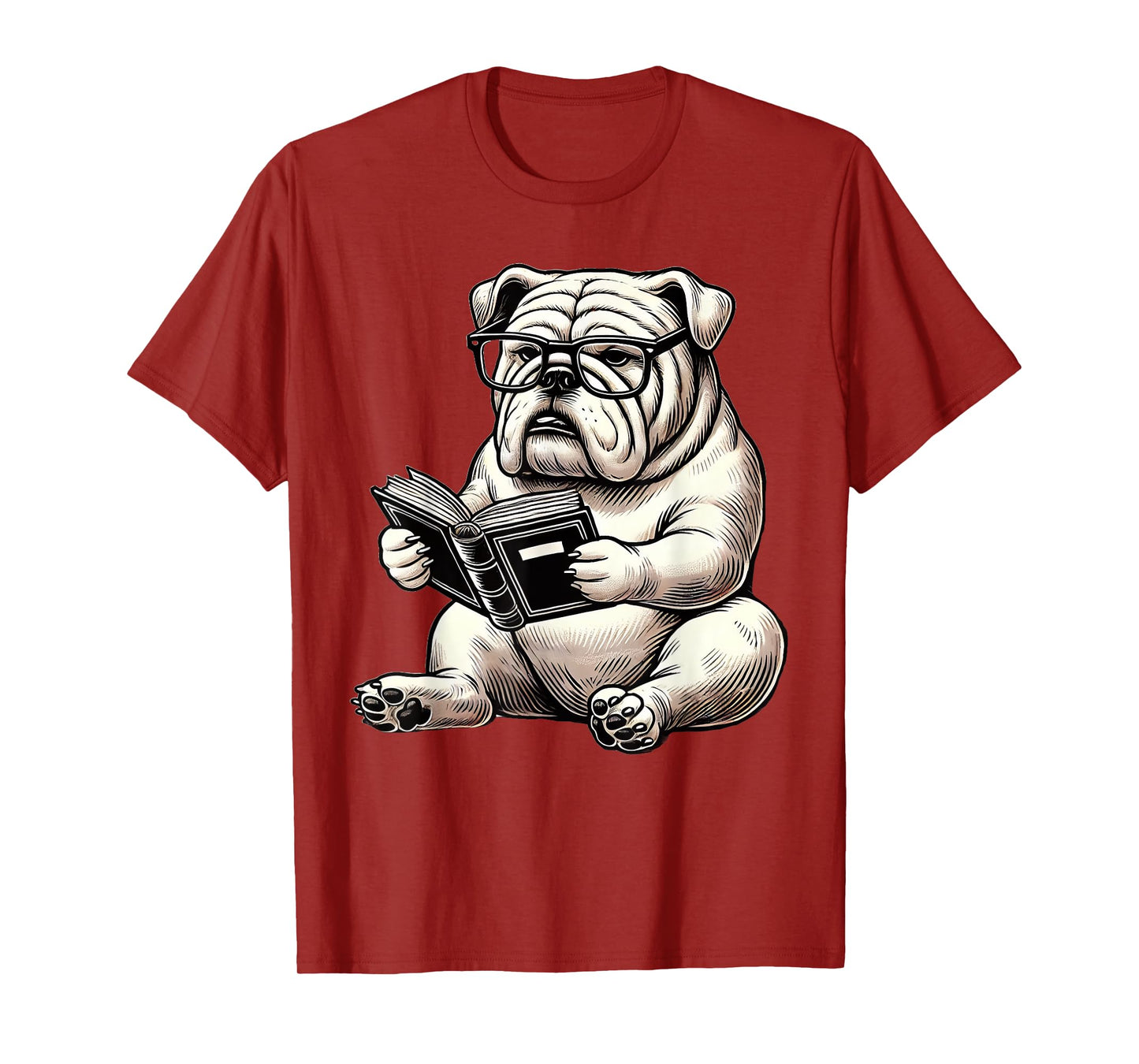 Cute Dog English Bulldog Reading Book T-Shirt for Men Women Girls Kids