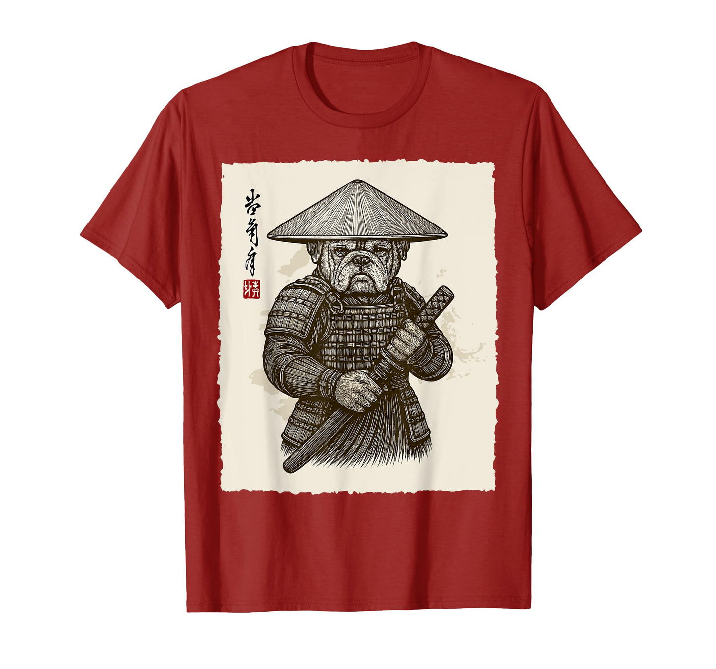 Samurai Warrior Bulldog Japanese Katana Bushido Animal Art T-Shirt for Men Women Kids