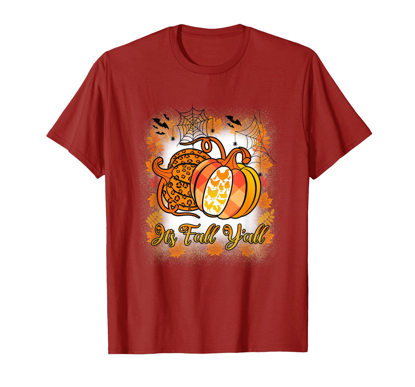 It’s Fall Y’all Pumpkin Leopard Print Chicken Halloween T-Shirt