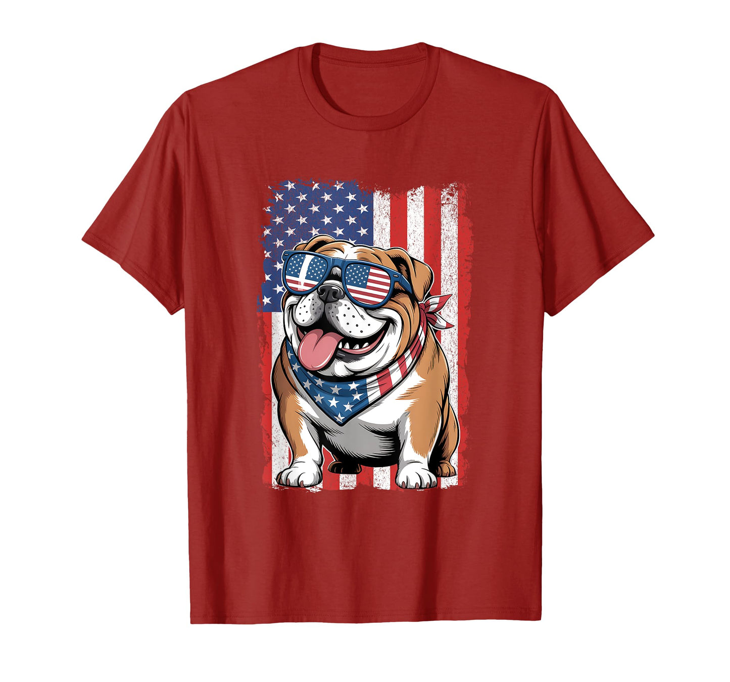 English Bulldog 4th of July Dog Patriotic USA Flag Man Woman T-Shirt