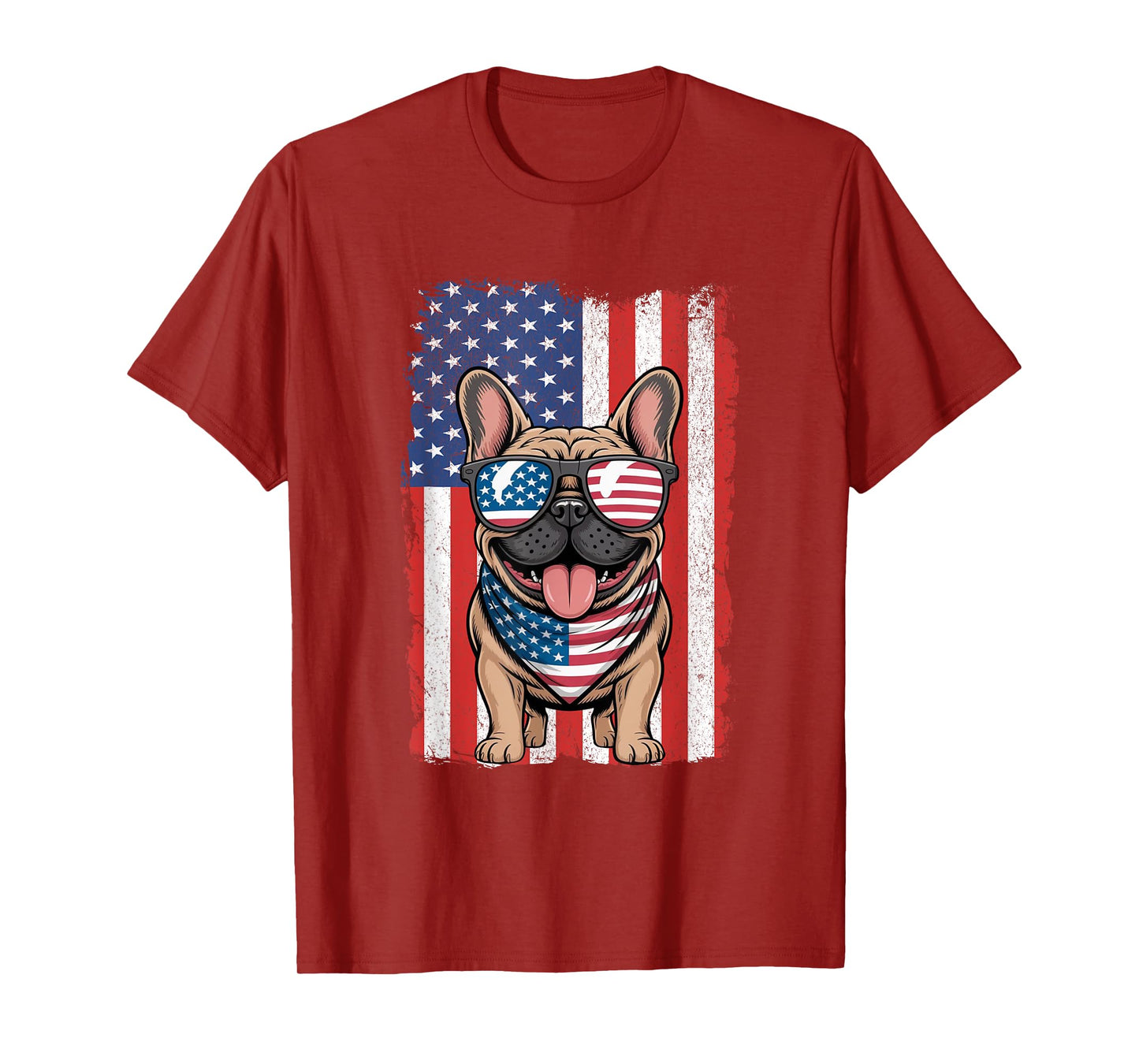 French Bulldog 4th of July Dog Patriotic USA Flag Frenchie T-Shirt for Men Women Kids