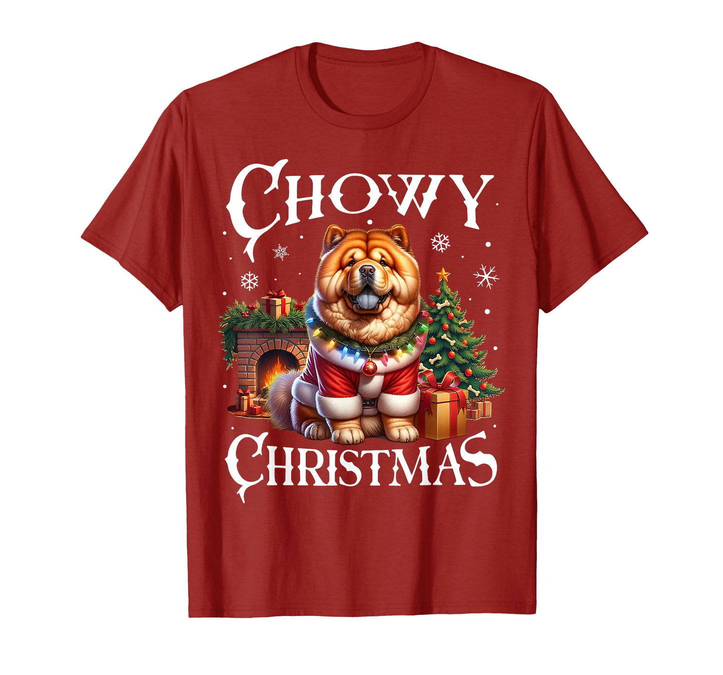 Christmas Dogs Chow Chow Santa Claus Chow Chow Xmas T-Shirt - Unisex Adults - Black - Small - Short Sleeve