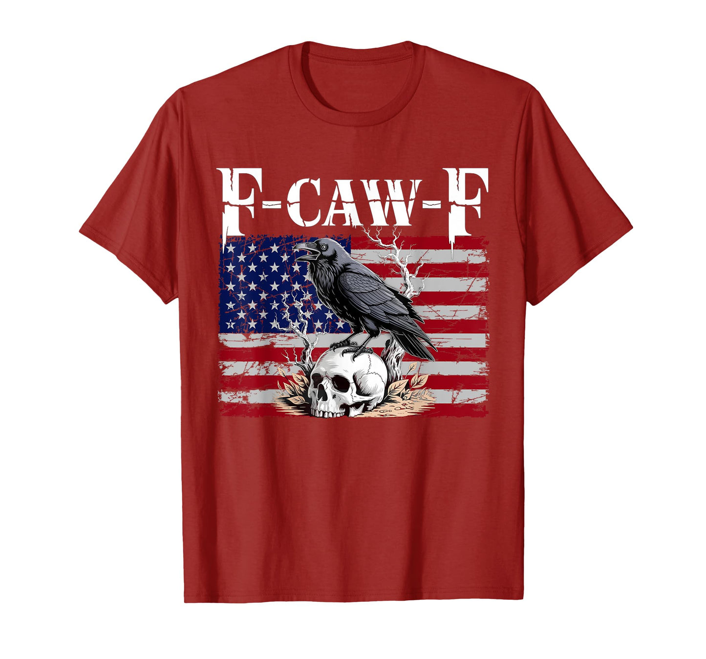 F-Caw-F Black Crow Black Bird Retro USA Flag Vintage F-Caw-F T-Shirt