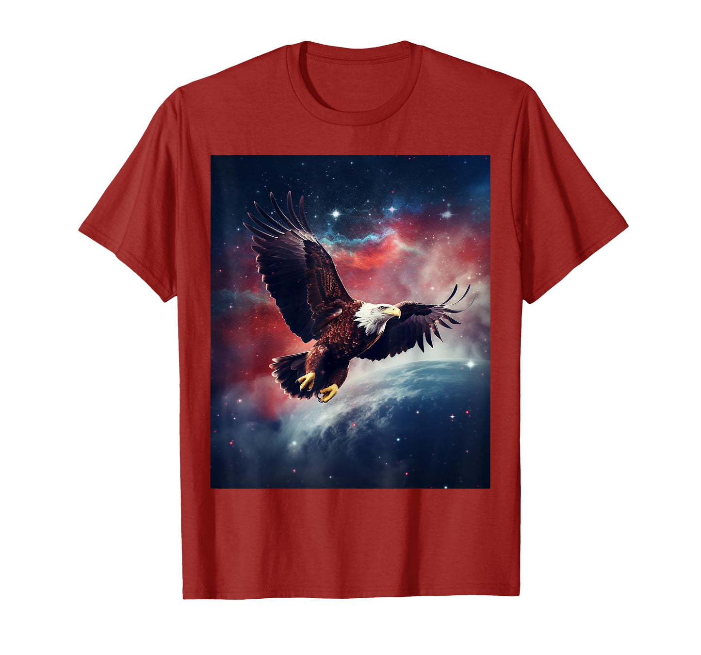BORN Majestic Flying American Bald Eagle T-Shirt - Unisex Adults - Black - Small - Crew Neck - Short Sleeve